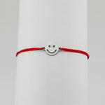 Bratara Martisor pentru Dama, Jolie, Model Smile, Set 12 bucati, Pandativ Argintiu din Inox cu Snur Rosu Ajustabil
