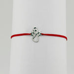Bratara Martisor pentru Dama, Jolie, Model Inger, Set 12 bucati, Pandativ Argintiu din Inox cu Snur Rosu Ajustabil