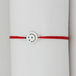 Bratara Martisor pentru Dama, Jolie, Model Luna in Cerc, Set 12 bucati, Pandativ Argintiu din Inox cu Snur Rosu
