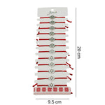 Bratara Martisor pentru Dama, Jolie, Model Floare in Cerc, Set 12 bucati, Pandativ Argintiu din Inox cu Snur Rosu