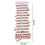 Bratara Martisor pentru Dama, Jolie, Model Semiluna, Set 12 bucati, Pandativ Argintiu din Inox cu Snur Rosu Ajustabil