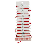 Bratara Martisor pentru Dama, Jolie, Model Semiluna, Set 12 bucati, Pandativ Argintiu din Inox cu Snur Rosu Ajustabil