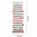 Bratara Martisor pentru Dama, Jolie, Model Inima cu Fluture, Set 12 bucati, Pandativ Argintiu din Inox cu Snur Rosu