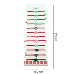 Bratara Martisor pentru Dama, Jolie, Model Inima cu Text Mama, Set 12 bucati, Pandativ Argintiu din Inox cu Snur Rosu