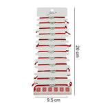 Bratara Martisor pentru Dama, Jolie, Model Doua Inimi, Set 12 bucati, Pandativ Argintiu din Inox cu Snur Rosu Ajustabil