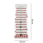 Bratara Martisor pentru Dama, Jolie, Model Inima cu Fluture, Set 12 bucati, Pandativ Argintiu din Inox cu Snur Rosu