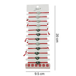 Bratara Martisor pentru Dama, Jolie, Model Inima Love, Set 12 bucati, Pandativ Argintiu din Inox cu Snur Rosu Ajustabil