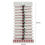 Bratara Martisor pentru Dama, Jolie, Model Buburuza cu Trifoi, Set 12 bucati, Pandativ Alb cu Print Traditional, Snur