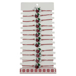 Bratara Martisor pentru Dama, Jolie, Model Buburuza cu Trifoi, Set 12 bucati, Pandativ Alb cu Print Traditional, Snur