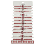 Bratara Martisor pentru Dama, Jolie, Model Floare, Set 12 bucati, Pandativ din Aliaj cu Print Traditional, Snur