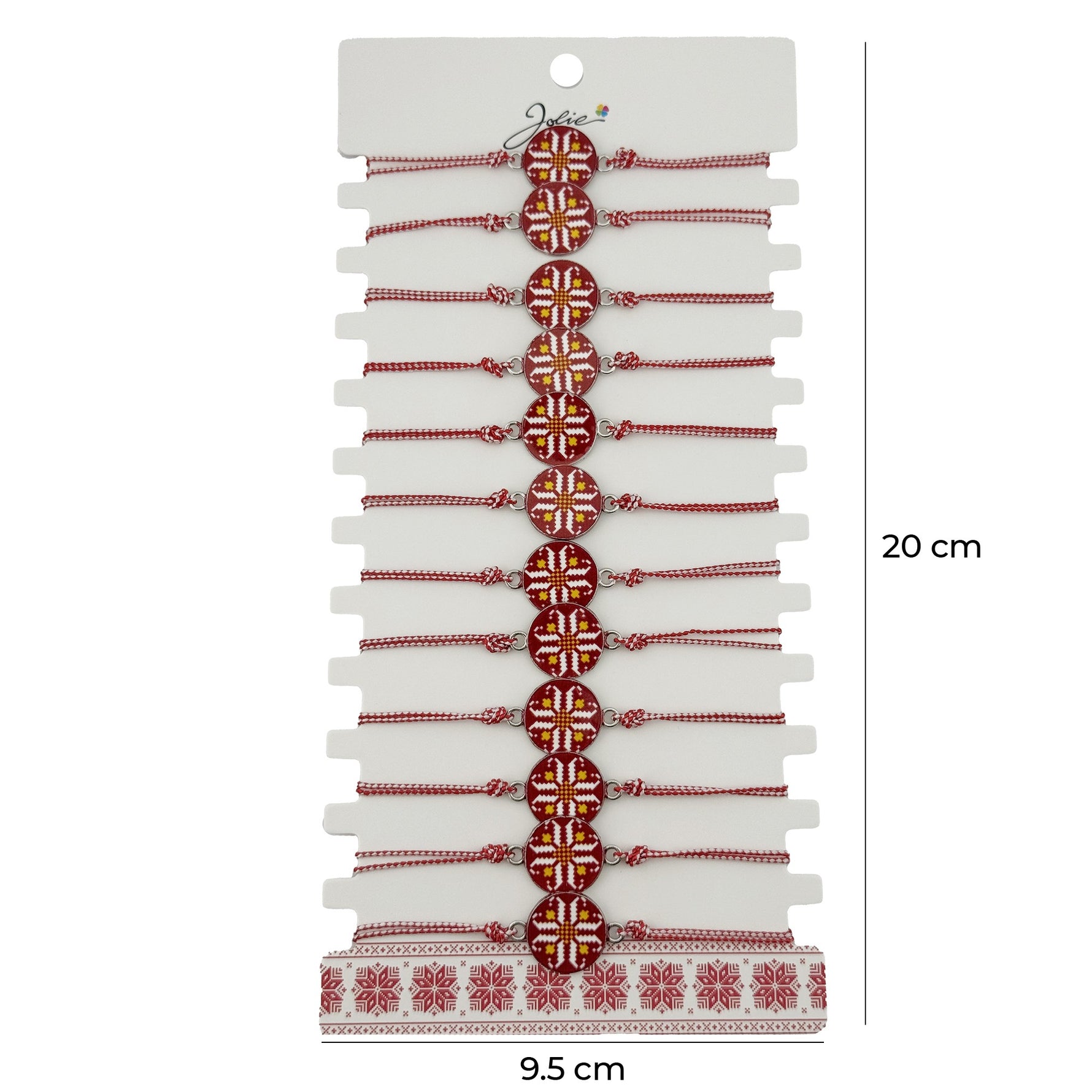 Bratara Martisor pentru Dama, Jolie, Model Rotund Port Traditional, Set 12 bucati, Pandativ din Aliaj cu Print