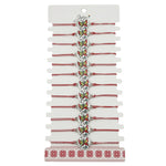 Bratara Martisor pentru Dama, Jolie, Model Fluture, Set 12 bucati, Pandativ din Aliaj cu Print Traditional, Snur