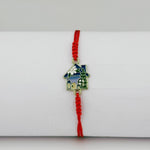 Bratara Martisor pentru Dama, Jolie, Model Casuta, Set 12 bucati, Pandativ Auriu din Inox cu Snur Rosu Ajustabil