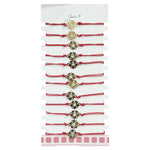 Bratara Martisor pentru Dama, Jolie, Model Inima in Floare, Set 12 bucati, Pandativ Auriu din Inox cu Snur Rosu