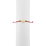 Bratara Martisor pentru Dama, Jolie, Model Trifoi, Set 12 bucati, Pandativ din Inox Auriu, Snur Ajustabil Impletit, Rosu