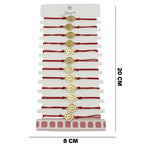 Bratara Martisor pentru Dama, Jolie, Model Luna cu Stele, Set 12 bucati, Pandativ din Inox Auriu, Snur Ajustabil