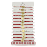 Bratara Martisor pentru Dama, Jolie, Model Luna cu Stele, Set 12 bucati, Pandativ din Inox Auriu, Snur Ajustabil