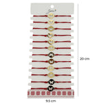 Bratara Martisor pentru Dama, Jolie, Model Fluture in Moneda, Set 12 bucati, Pandativ Auriu din Inox cu Snur Rosu