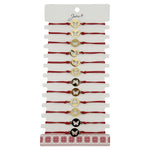 Bratara Martisor pentru Dama, Jolie, Model Fluture in Moneda, Set 12 bucati, Pandativ Auriu din Inox cu Snur Rosu