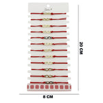 Bratara Martisor pentru Dama, Jolie, Model Infinit, Set 12 bucati, Pandativ din Inox Auriu, Snur Ajustabil Impletit,