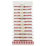 Bratara Martisor pentru Dama, Jolie, Model Infinit, Set 12 bucati, Pandativ din Inox Auriu, Snur Ajustabil Impletit,