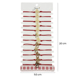 Bratara Martisor pentru Dama, Jolie, Model Ingeras, Set 12 bucati, Pandativ Auriu din Inox cu Snur Rosu Ajustabil