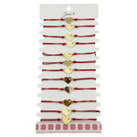 Bratara Martisor pentru Dama, Jolie, Model Inima mica, Set 12 bucati, Pandativ Auriu din Inox cu Snur Rosu Ajustabil