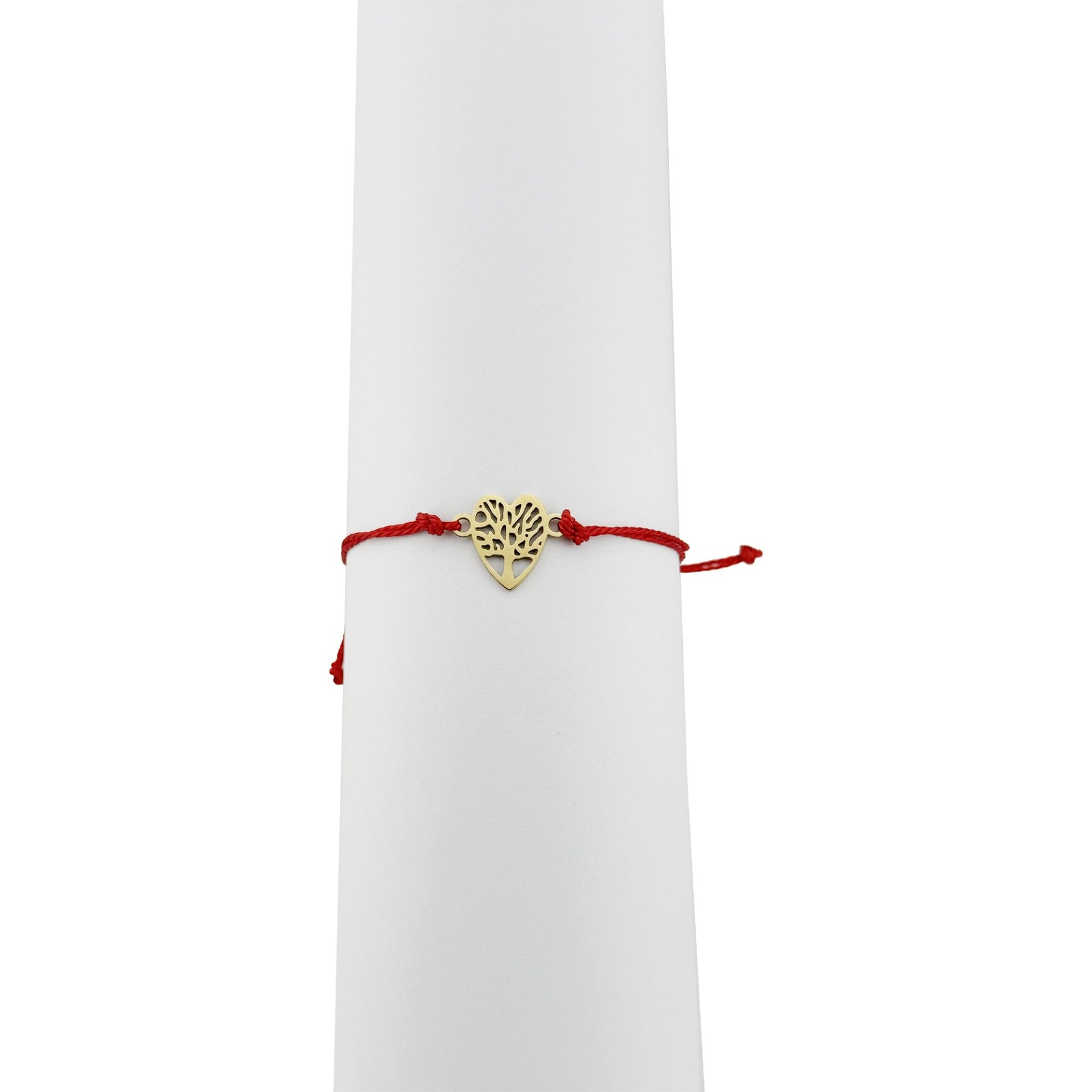 Bratara Martisor pentru Dama, Jolie, Model Copac in Inima, Set 12 bucati, Pandativ din Inox Auriu, Snur Ajustabil