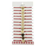Bratara Martisor pentru Dama, Jolie, Model Copac in Inima, Set 12 bucati, Pandativ din Inox Auriu, Snur Ajustabil
