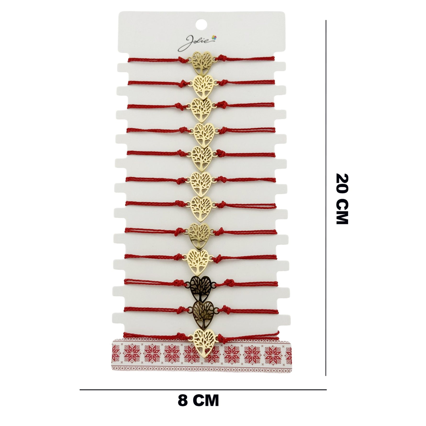 Bratara Martisor pentru Dama, Jolie, Model Copac in Inima, Set 12 bucati, Pandativ din Inox Auriu, Snur Ajustabil