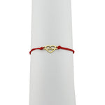 Bratara Martisor pentru Dama, Jolie, Model Inima, Set 12 bucati, Pandativ din Inox Auriu, Snur Ajustabil Impletit, Rosu