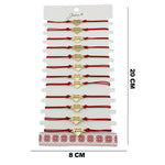 Bratara Martisor pentru Dama, Jolie, Model Inima Mama, Set 12 bucati, Pandativ din Inox Auriu, Snur Ajustabil Impletit,