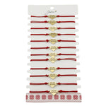 Bratara Martisor pentru Dama, Jolie, Model Inima Mama, Set 12 bucati, Pandativ din Inox Auriu, Snur Ajustabil Impletit,