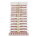 Bratara Martisor pentru Dama, Jolie, Model Inima Mama si Trifoi, Set 12 bucati, Pandativ din Inox Auriu, Snur Ajustabil