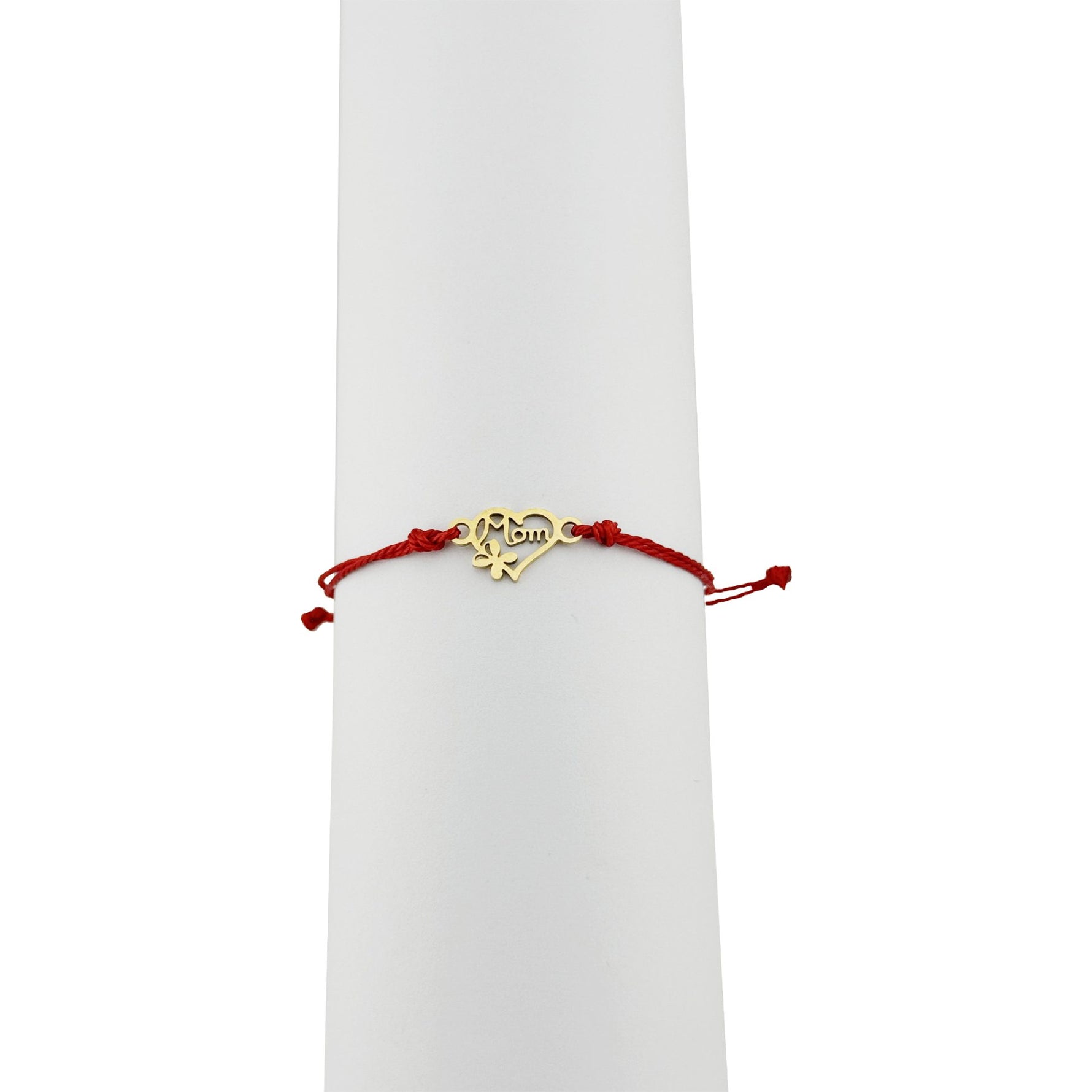 Bratara Martisor pentru Dama, Jolie, Model Inima Mama si Trifoi, Set 12 bucati, Pandativ din Inox Auriu, Snur Ajustabil