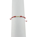 Bratara Martisor pentru Dama, Jolie, Model Mama, Set 12 bucati, Pandativ din Inox Auriu, Snur Ajustabil Impletit, Rosu