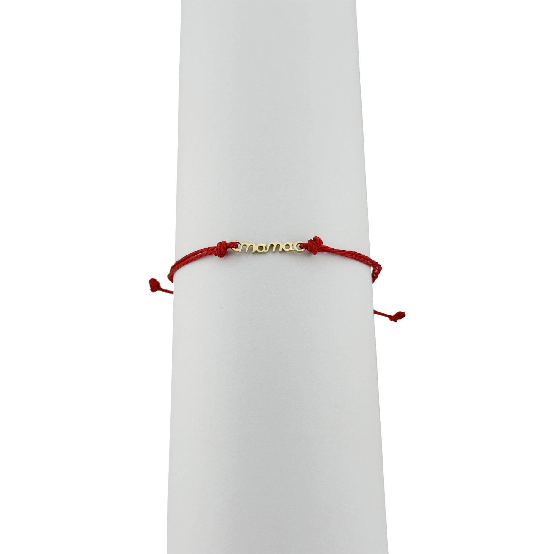 Bratara Martisor pentru Dama, Jolie, Model Mama, Set 12 bucati, Pandativ din Inox Auriu, Snur Ajustabil Impletit, Rosu