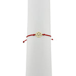 Bratara Martisor pentru Dama, Jolie, Model Floare, Set 12 bucati, Pandativ din Inox Auriu, Snur Ajustabil Impletit, Rosu