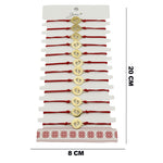 Bratara Martisor pentru Dama, Jolie, Model Picioruse, Set 12 bucati, Pandativ din Inox Auriu, Snur Ajustabil Impletit,