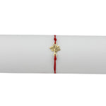 Bratara Martisor pentru Dama, Jolie, Model Copac, Set 12 bucati, Pandativ din Inox Auriu, Snur Ajustabil Impletit, Rosu