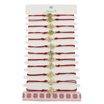 Bratara Martisor pentru Dama, Jolie, Model Copac, Set 12 bucati, Pandativ din Inox Auriu, Snur Ajustabil Impletit, Rosu