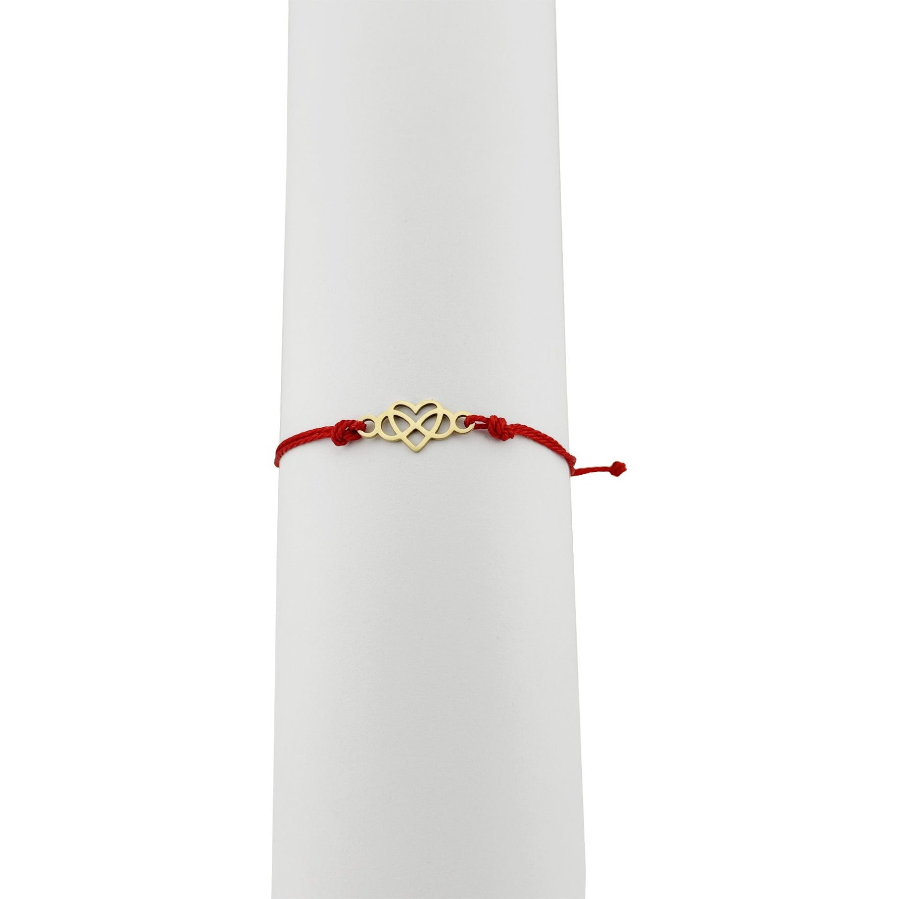 Bratara Martisor pentru Dama, Jolie, Model Infinit in Inima, Set 12 bucati, Pandativ din Inox Auriu, Snur Ajustabil