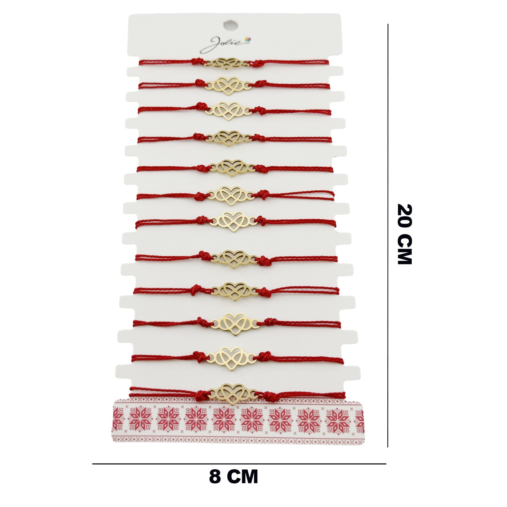 Bratara Martisor pentru Dama, Jolie, Model Infinit in Inima, Set 12 bucati, Pandativ din Inox Auriu, Snur Ajustabil