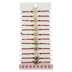 Bratara Martisor pentru Dama, Jolie, Model Trifoi in Contur, Set 12 bucati, Pandativ Auriu din Inox cu Snur Rosu