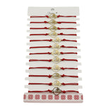 Bratara Martisor pentru Dama, Jolie, Model Mama cu Floare, Set 12 bucati, Pandativ din Inox Auriu, Snur Ajustabil