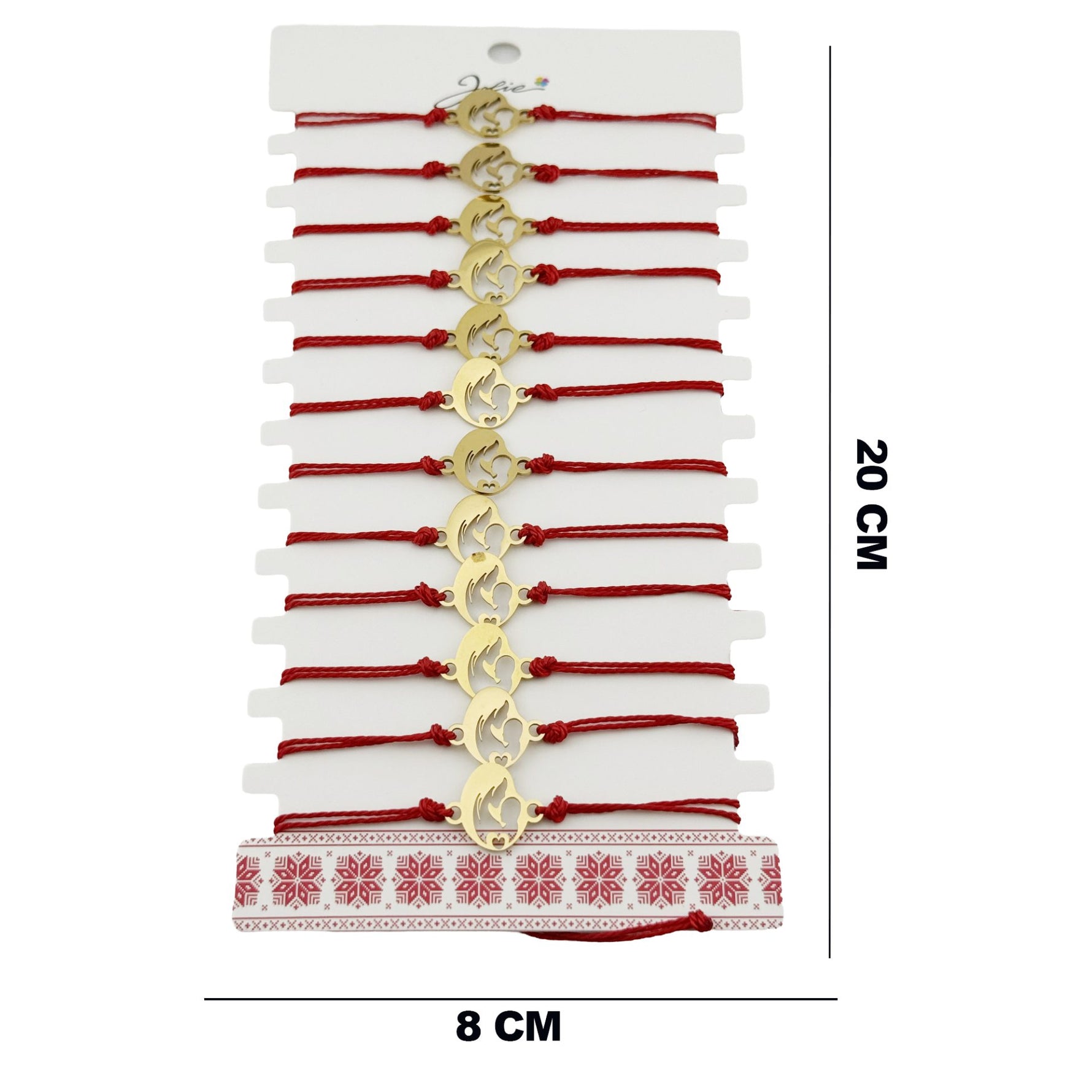 Bratara Martisor pentru Dama, Jolie, Model Mama cu Copil, Set 12 bucati, Pandativ din Inox Auriu, Snur Ajustabil