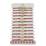 Bratara Martisor pentru Dama, Jolie, Model Love, Set 12 bucati, Pandativ din Inox Auriu, Snur Ajustabil Impletit, Rosu