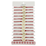 Bratara Martisor pentru Dama, Jolie, Model Inger, Set 12 bucati, Pandativ din Inox Auriu, Snur Ajustabil Impletit, Rosu