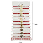 Bratara Martisor pentru Dama, Jolie, Model Copacul Vietii, Set 12 bucati, Pandativ Auriu din Inox cu Snur Rosu Ajustabil