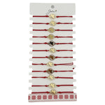 Bratara Martisor pentru Dama, Jolie, Model Trifoi cu Inima pe Petala, Set 12 bucati, Pandativ Auriu din Inox cu Snur